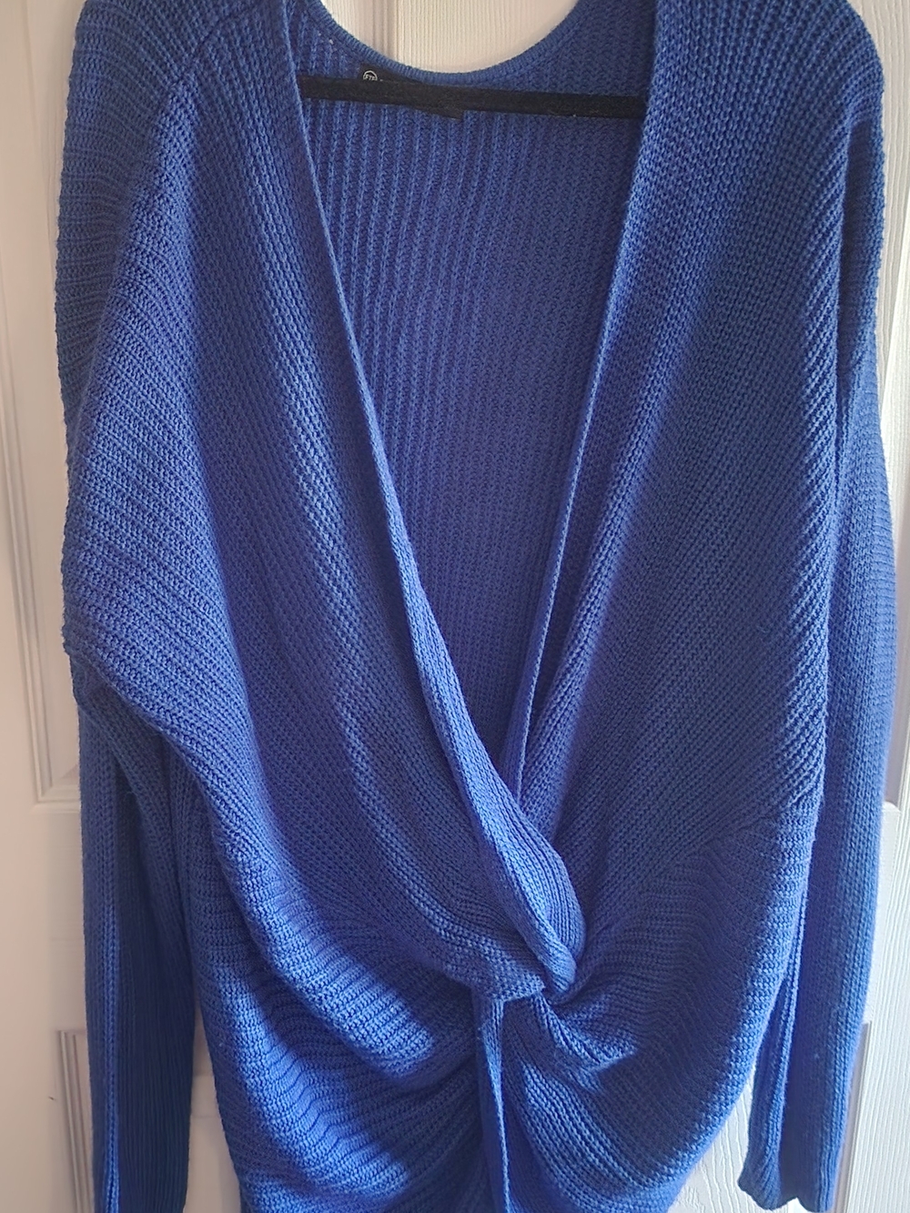 Blue Knit Twist-Front Women’s Sweater